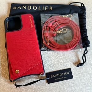 NWT Bandolier Red Emma Pebble leather crossbody iPhone 16 ProMax Phone Case